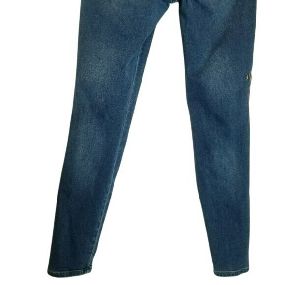 Old Navy Rockstar Mid-Rise Embroidered Floral Skinny Jeans Womens 6 Blue Denim - Picture 7 of 16